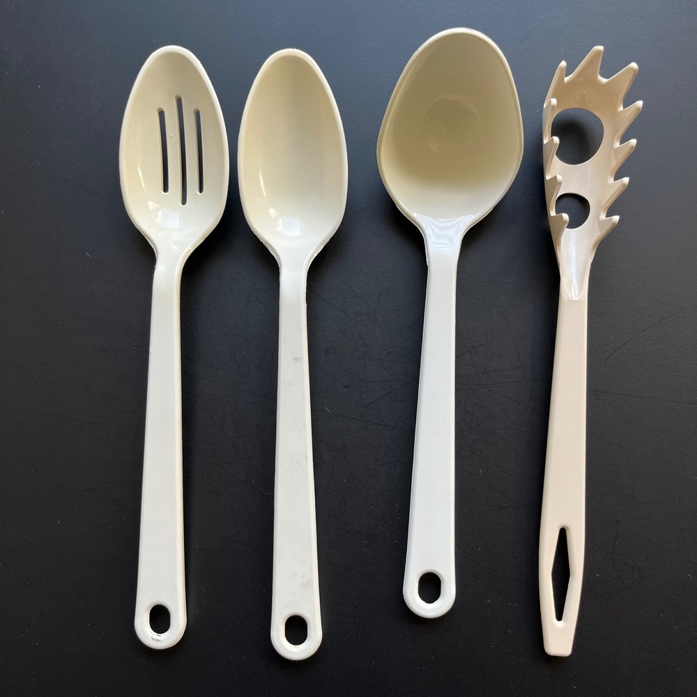 VTG Tailor Made Lot of 4 Kitchen Utensils White Cream Durable Cooking Nylon